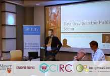 Summer Scan series: Data Gravity in the Public Sector breakout session Picture of TIG Canada's Paul Cooper leading a discussion on data gravity in the public sector